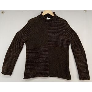 Crazy Horse‎ Claiborne Womens Sweater MED Pull Over Brown Long Sleeve Mock Neck